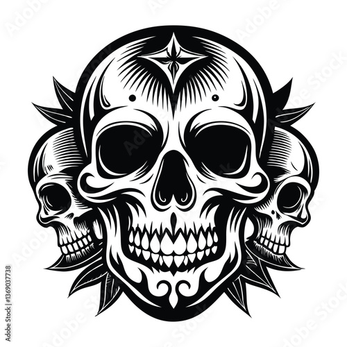 Vector skull and crossbones art, a spooky death symbol