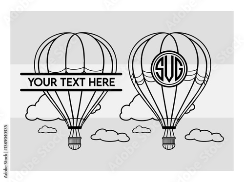 hot air balloon svg, hot air balloon svg cutting file, hot air balloon silhouette, fire balloon svg, Balloon Rides Svg, hot air balloon Cartoon, hot air balloon Monogram, Split Monogram,