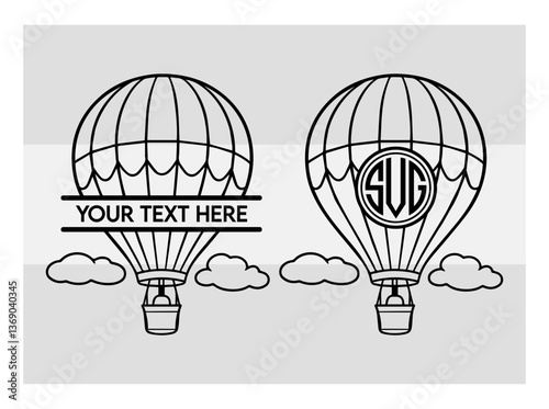 hot air balloon svg, hot air balloon svg cutting file, hot air balloon silhouette, fire balloon svg, Balloon Rides Svg, hot air balloon Cartoon, hot air balloon Monogram, Split Monogram,