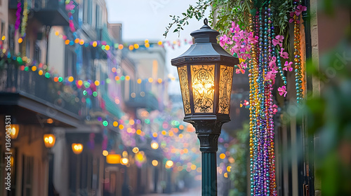 Colorful Street Lantern In New Orleans French Quarter