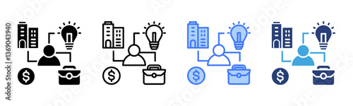 Entrepreneur icon sheet multiple style collection