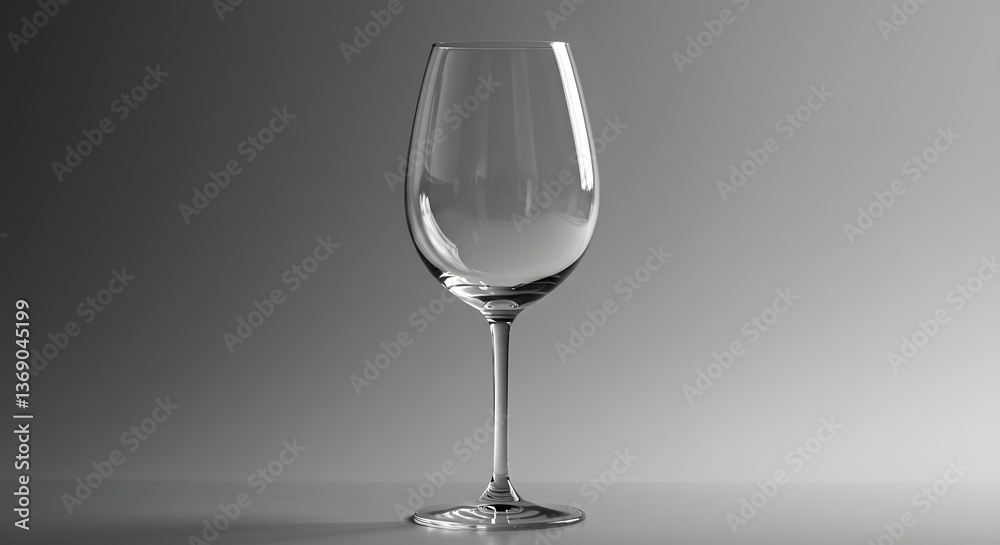 Elegant Clear Wine Glass With Long Stem On Neutral Background Elegant Clear Wine Glass With Long Stem On Neutral Background