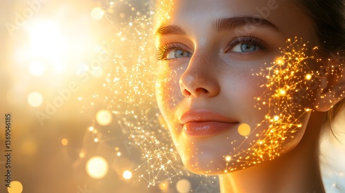 Youthful Glow and Molecular Science Symbolizing Anti-Aging Innovation