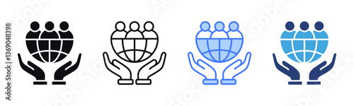Social Responsibility icon sheet multiple style collection