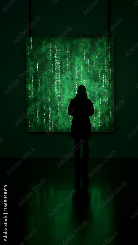 Obraz premium A painting transforms into live malware, its code-infused brushstrokes hacking nearby systems. Neon cracks pulse with malicious intent.