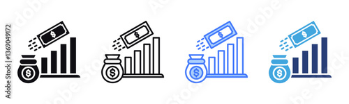 Profitability icon sheet multiple style collection