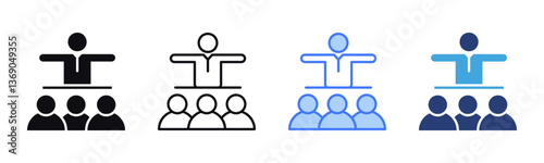 Leadership icon sheet multiple style collection