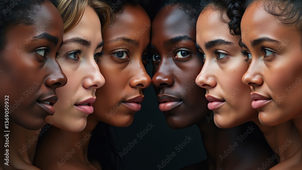 diverse faces, ethnicities, each radiating calm, uniqueness diverse faces, ethnicities, each radiating calm, uniqueness