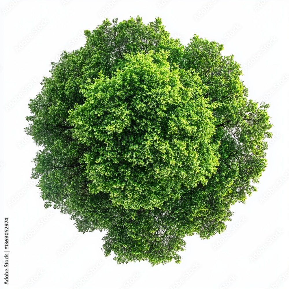 Fototapeta premium White background Lush green tree top view 