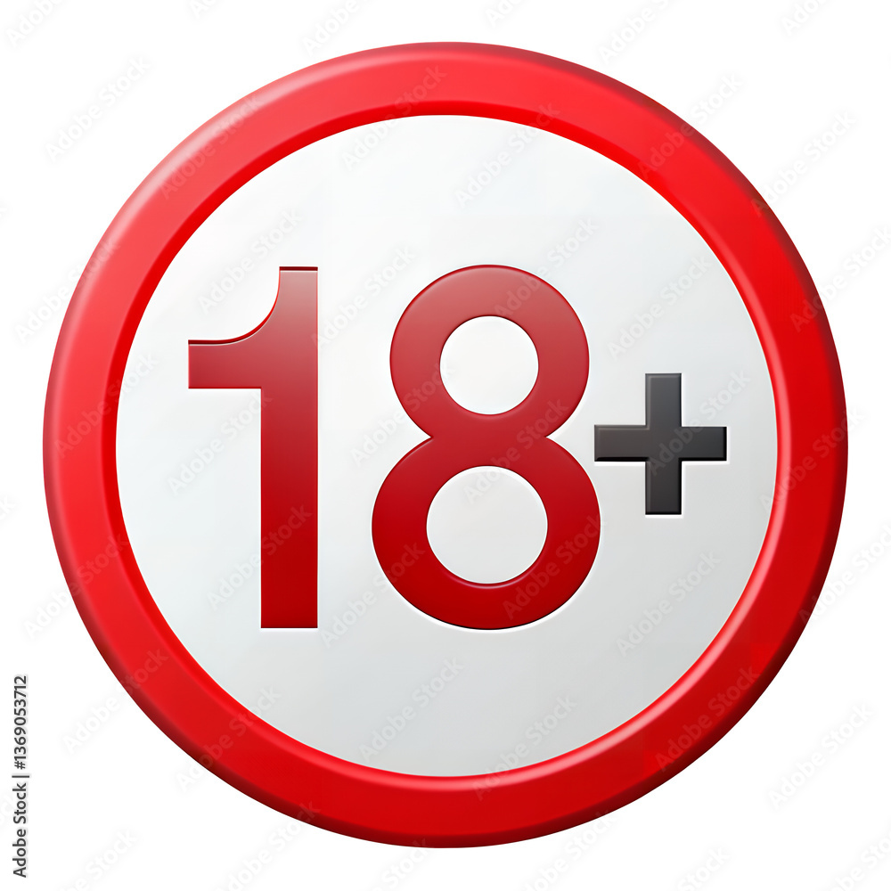 Age Restriction Symbol: A bold and eye-catching visual representation of age restriction, featuring the numbers Age Restriction Symbol: A bold and eye-catching visual representation of age restriction, featuring the numbers
