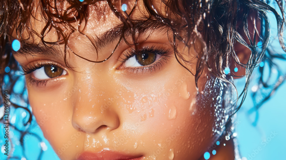 Wavy wet hair and moonlit elegance in portrait photography Wavy wet hair and moonlit elegance in portrait photography