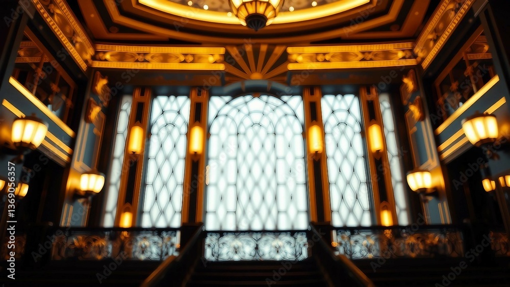 Abstract art deco Great Gatsby 1920s geometric architecture background Retro vintage black gold