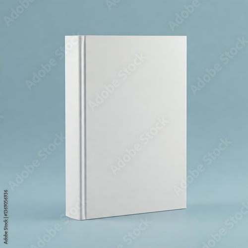 Blank white book mockup on a soft blue background. Perfect for showcasing book covers  designs  or presentations. Clean  minimalist aesthetic.