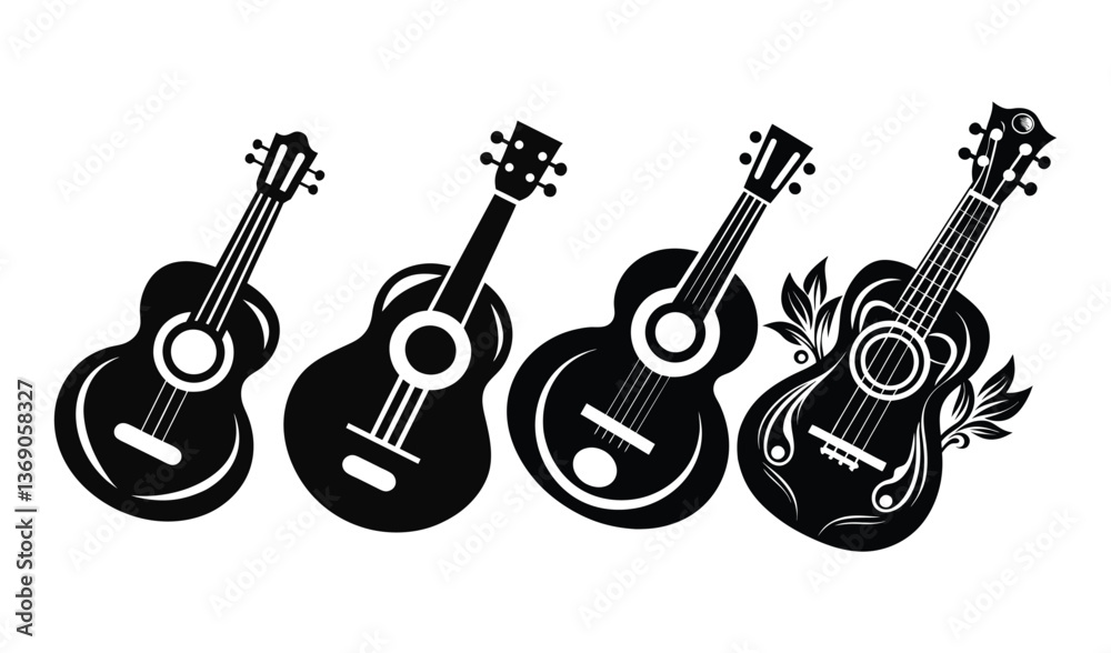 Naklejka premium vector illustration of a guitar set