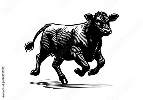 Angus cattle hand drawn sketch vector illustration