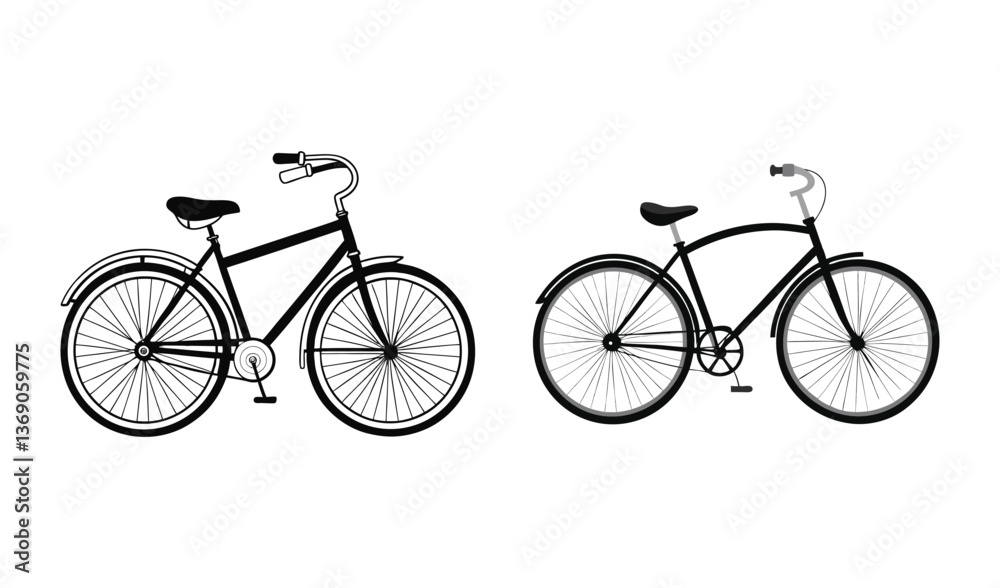 Fototapeta premium vintage bicycle vector illustration set