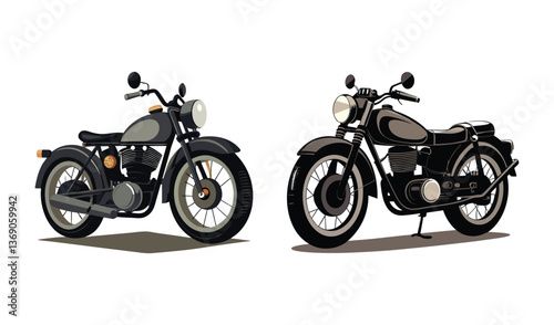 Tow black motorcycle on white background