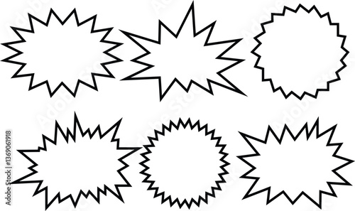 Comic Explosion Burst Shapes  – Vector Speech Bubble, Pop Art Design Outline Icons set Eps 10