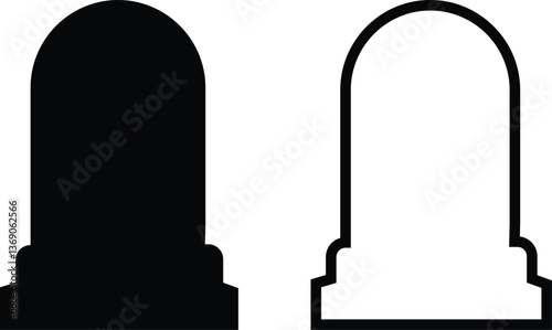 Tombstone Silhouettes Vector Set – Grave, Headstone, Cemetery Icons set Eps 10