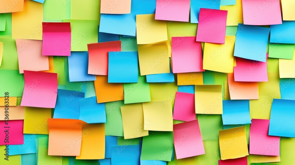 Colorful sticky notes arranged in a grid pattern representing various elements of a business model. Colorful sticky notes arranged in a grid pattern representing various elements of a business model.