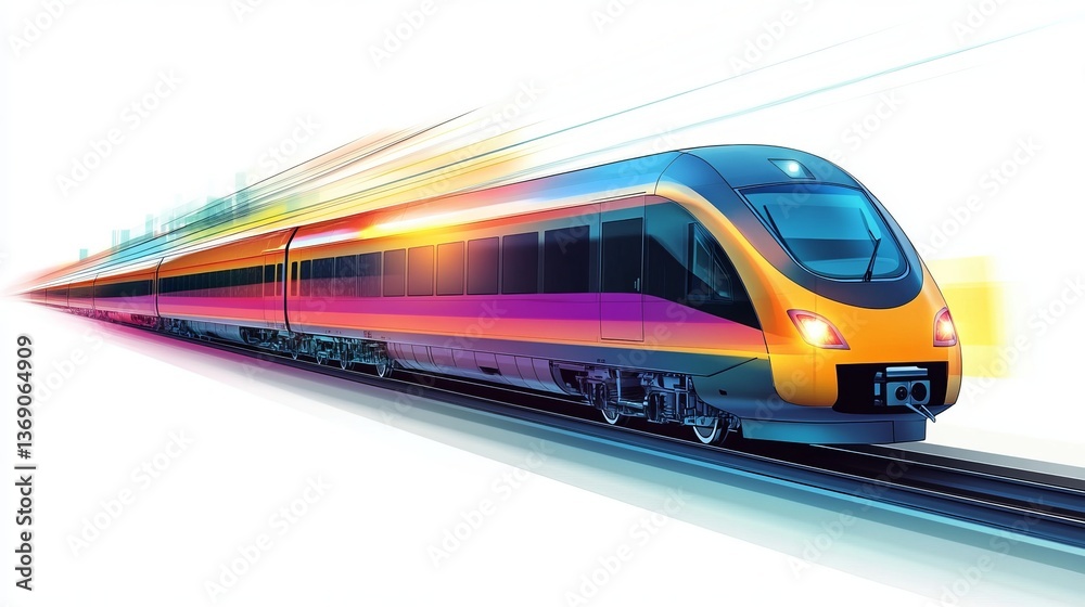 Naklejka premium A high-speed metro train isolated against a white background.