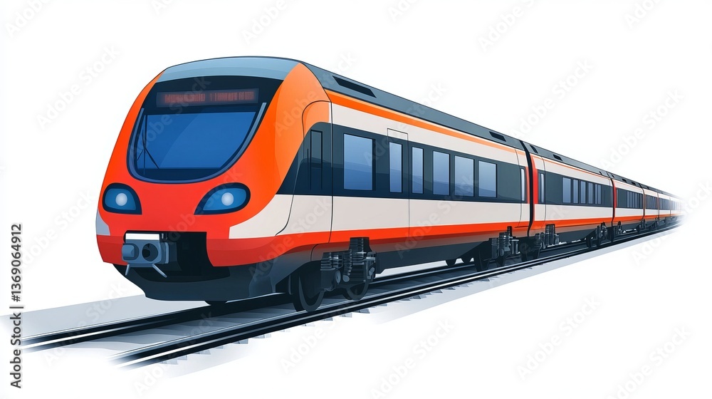Fototapeta premium A high-speed metro train isolated against a white background.