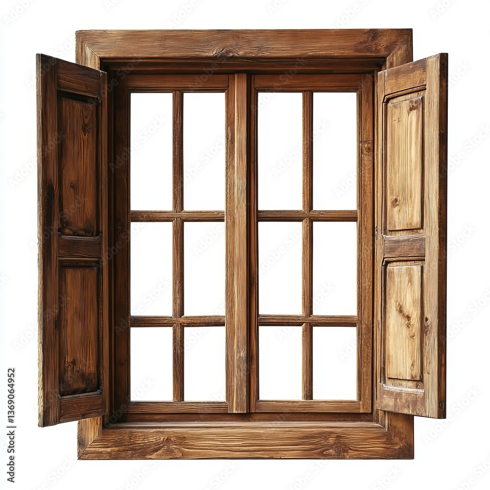 Wooden window frame isolated on White background Remove, pen tool, Clipping Path Wooden window frame isolated on White background Remove, pen tool, Clipping Path