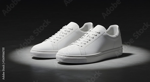Stylish White Leather Sneakers with Cushioned Soles and Lace-up Design