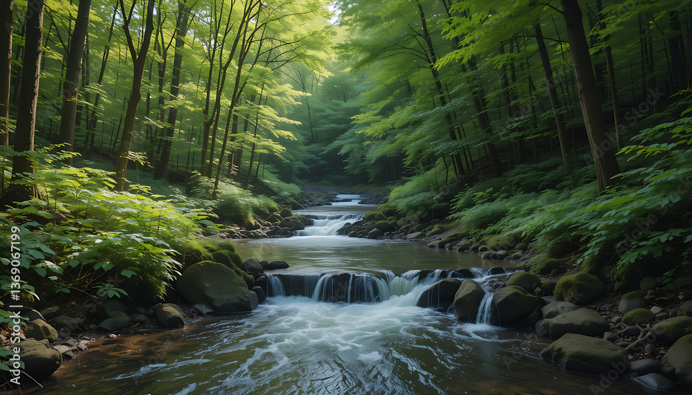 River in the middle of the forest River in the middle of the forest