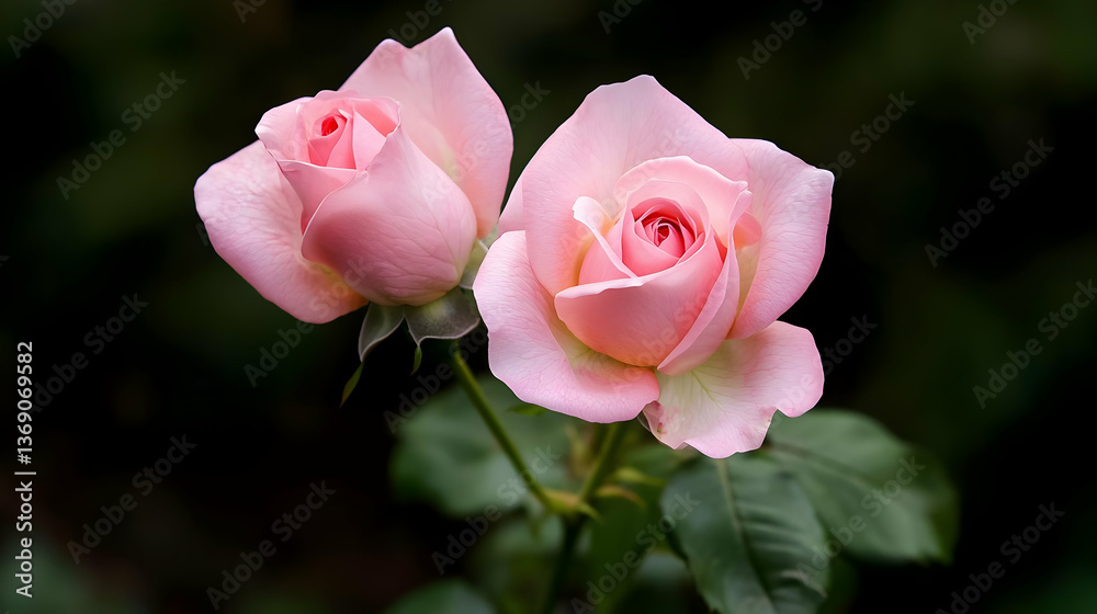 Close Up Pink Roses Against Dark Background Close Up Pink Roses Against Dark Background