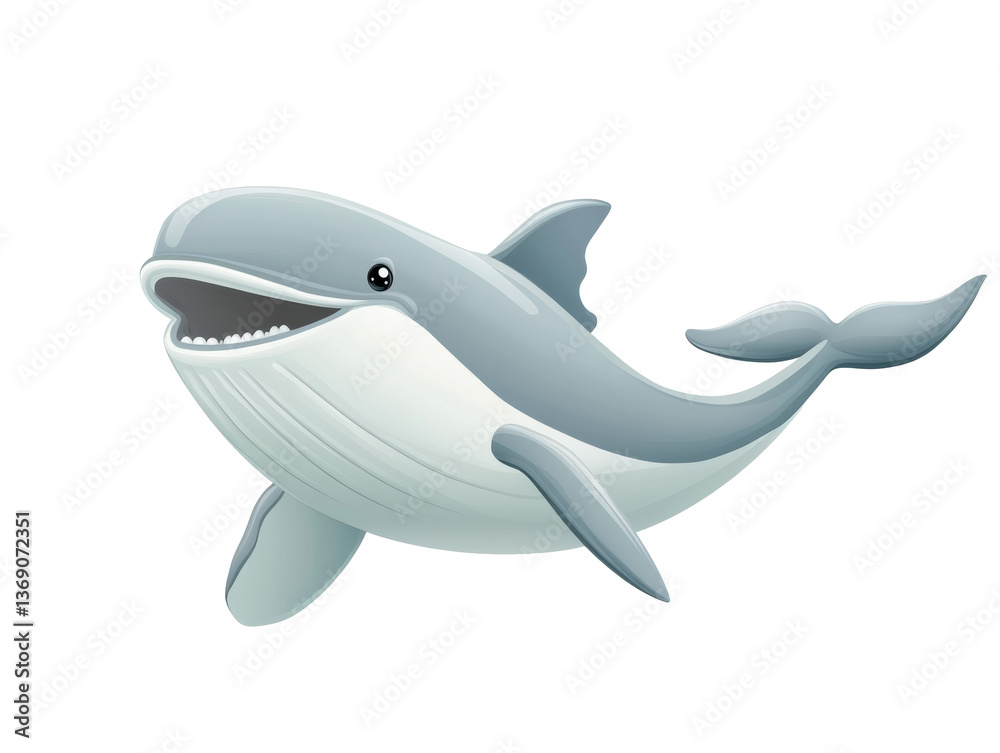 Obraz premium Playful whale swimming in clear ocean waters for design use, cut out