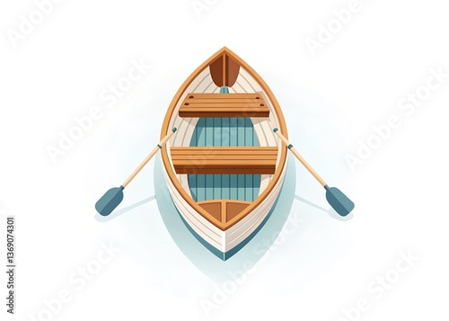The Unmanned Voyage: A charming, top-down illustration of a classic rowboat and oars invites viewers to reflect on the open waters.