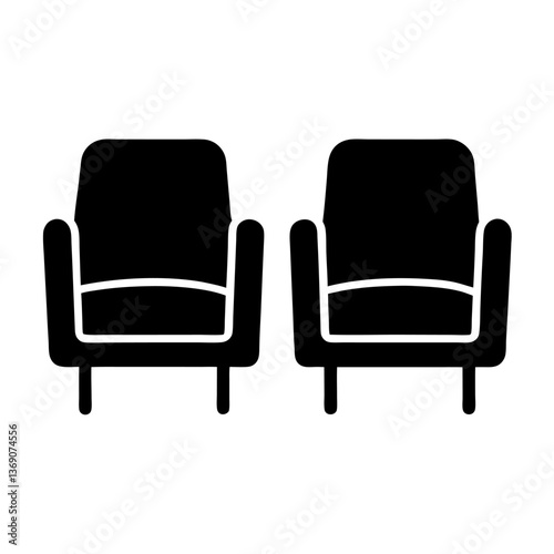 set of arm chair silhouette vector icon illustration on white background.