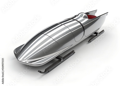Silver Speed: The streamlined form of a bobsleigh gleaming in the sunlight, ready to conquer the ice tracks, a symbol of speed and competitive spirit.