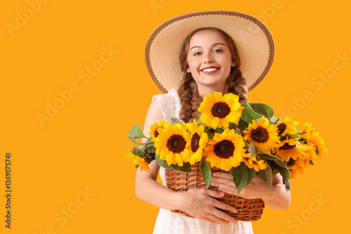 Young woman with basket of ...