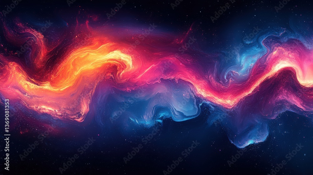 Colorful Abstract Cosmic Waves in Stunning Space Background