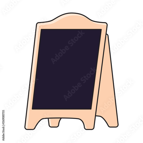 Blank vertical menu board blackboard or chalkboard easel isolated vector illustration