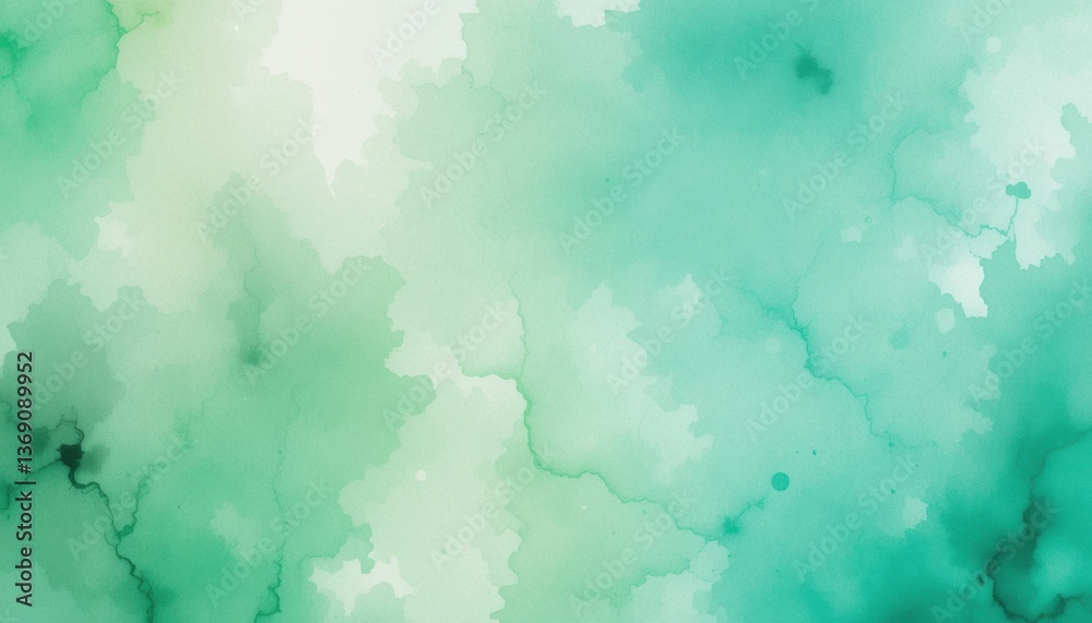 Obraz premium Enchanted Mint Green Watercolor Texture Soft Swirls and Gradients