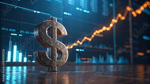 Rising Stock Market and Financial Growth Concept with Dollar Symbol