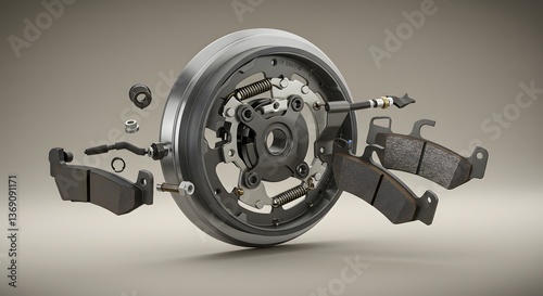 Detailed Exploded View of Automotive Drum Brake System Components photo