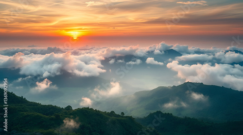 sunset in the mountains