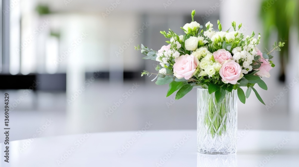 Fototapeta premium Elegant floral arrangement in a clear vase