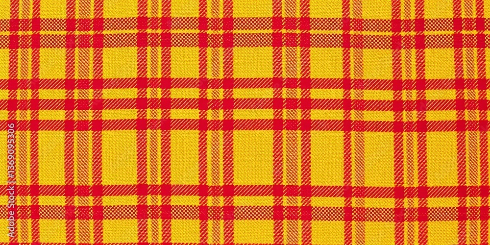 Close-up of red and yellow Halloween plaid fabric texture Vector seamless textile pattern, material, red Close-up of red and yellow Halloween plaid fabric texture Vector seamless textile pattern, material, red