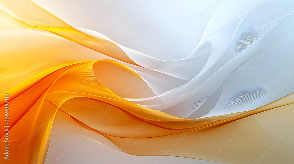 Fototapeta premium Abstract Design With Orange And White Flowing Fabric