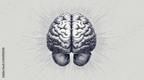 Human Brain Illustration,  Abstract Background