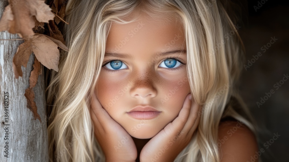 Close-up portrait of a young girl with captivating blue eyes Close-up portrait of a young girl with captivating blue eyes