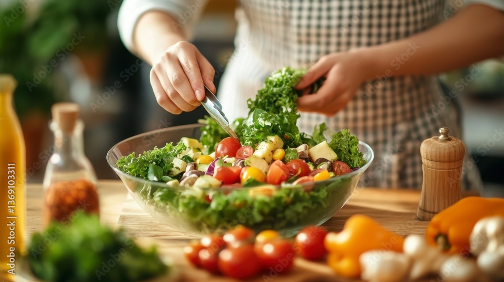 Fresh Vegetable Salad Preparation Fresh Vegetable Salad Preparation