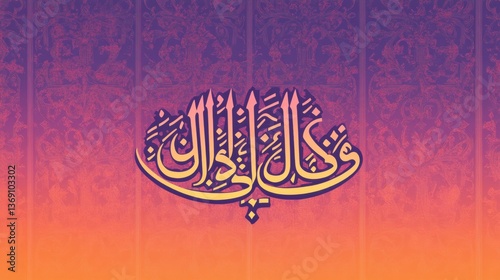 Intricate Arabic Calligraphy Design with Colorful Gradient Background, Perfect for Cultural Events, Abstract Art, and Islamic Themes