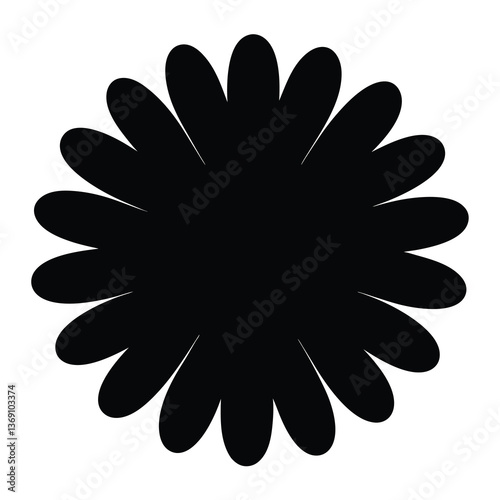 Black and White Simple Flower Silhouette Graphic Design Element