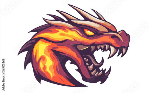 Wallpaper Mural Fierce Dragon-Themed Sports Logo with a Powerful Expression Isolated On White Background. Torontodigital.ca